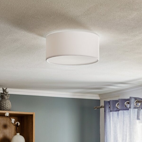TK Lighting Stropna svjetiljka Rondo, bijela, Ø 30 cm, prigušiva, Bijela, spavaća soba, Tkanina / tekstil