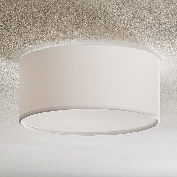 TK Lighting Stropna svjetiljka Rondo, bijela, Ø 30 cm, prigušiva, Bijela, spavaća soba, Tkanina / tekstil