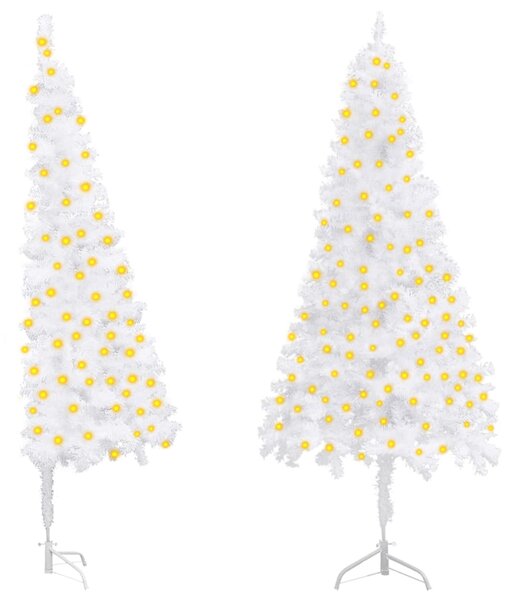 VidaXL Kutno umjetno osvijetljeno božićno drvce bijelo 150 cm PVC