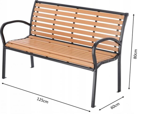 Moderna vrtna klupa u smeđoj boji 125 x 60 x 80 cm