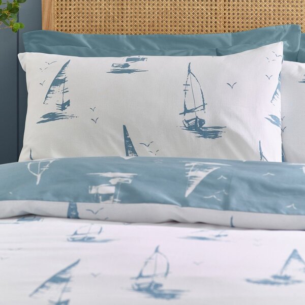 Plava 3-dijelna posteljina za bračni krevet 200x200 cm Salcombe Boats – Catherine Lansfield