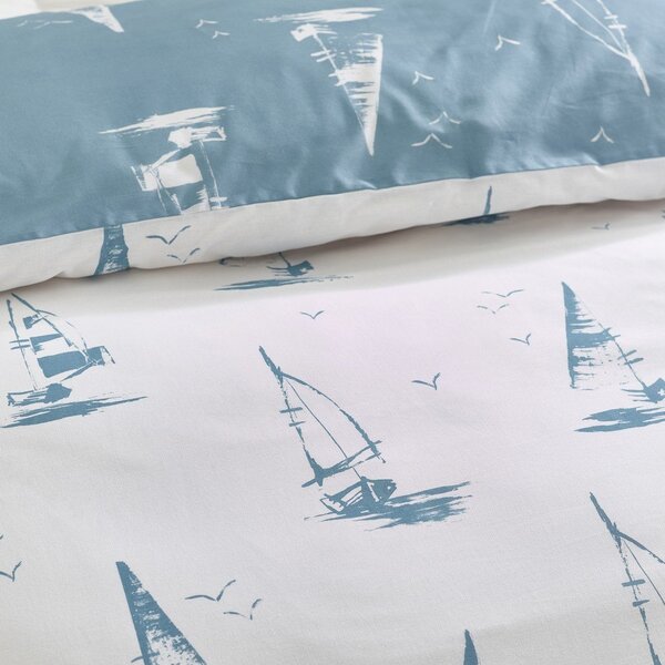 Plava 3-dijelna posteljina za bračni krevet 200x200 cm Salcombe Boats – Catherine Lansfield