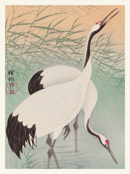 Reprodukcija Two Cranes, Ohara Koson