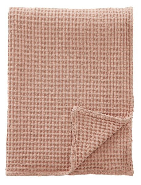 Prljavo roza pamučna deka 150x200 cm Jaipur Chunky Waffle – Pineapple Elephant