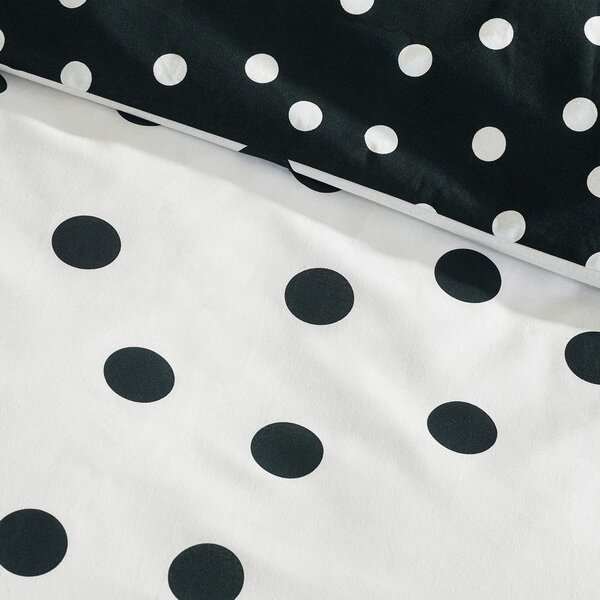 Crno-bijela 3-dijelna posteljina za bračni krevet 200x200 cm Polka Dot – Catherine Lansfield
