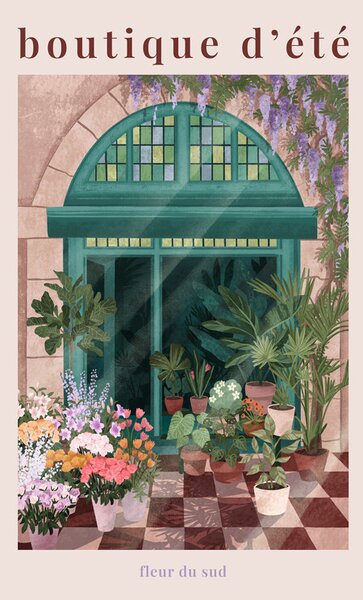 Ilustracija French Flowershop, Goed Blauw, (26.7 x 40 cm)