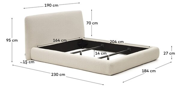 Bež tapecirani bračni krevet 160x200 cm Martina – Kave Home