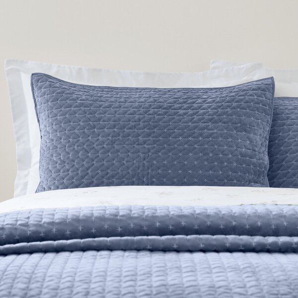 Plavi prošiven prekrivač od samta 240x260 cm Attica Velvet – Bianca