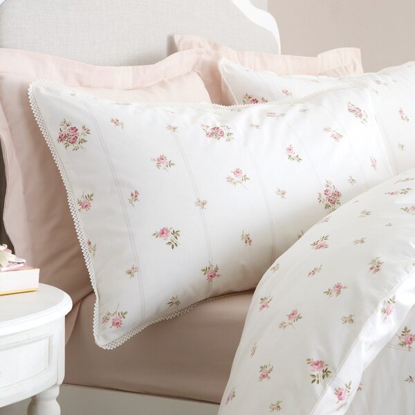Krem 3-dijelna posteljina za bračni krevet od pamučnog perkala 200x200 cm Vintage Rosebud Lace – Bianca