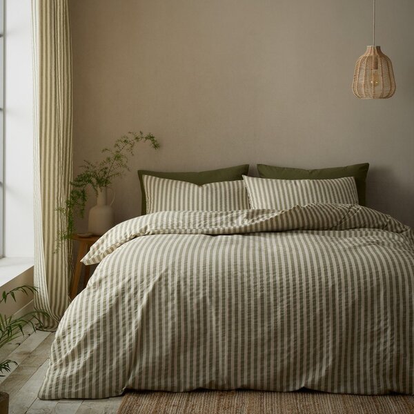 Zelena posteljina za krevet za jednu osobu 135x200 cm Cotton Rich Woven Stripe – Pineapple Elephant