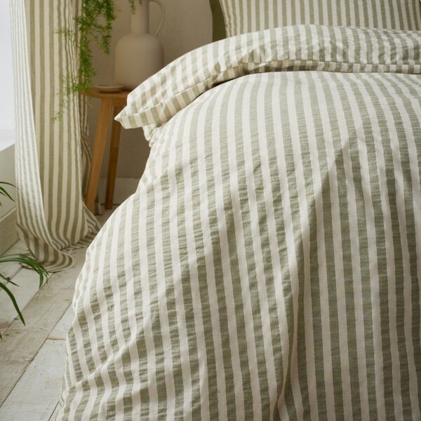 Zelena posteljina za krevet za jednu osobu 135x200 cm Cotton Rich Woven Stripe – Pineapple Elephant