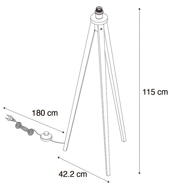 Rustikalna podna lampa trostativ od oraha - Tripod Classic