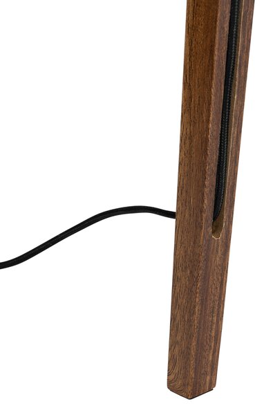 Podna svjetiljka tronožac od orahovog drveta s crvenim sjenilom i zlatnom unutrašnjosti 50 cm - Tripod Classic