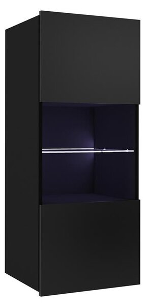 Zidni ormarić s LED rasvjetom PAVO 117x45 cm sjajna crna