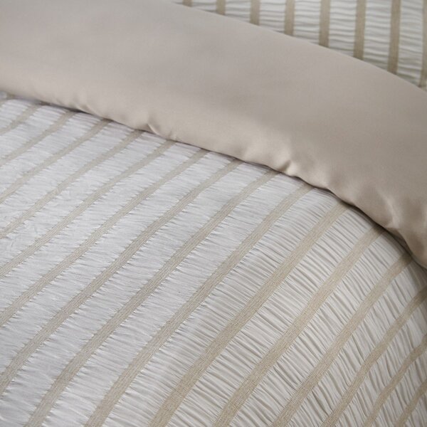 Bež posteljina za krevet za jednu osobu 135x200 cm So Soft Seersucker Stripe – Catherine Lansfield