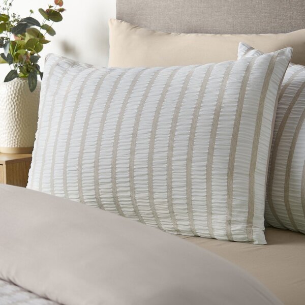 Bež posteljina za krevet za jednu osobu 135x200 cm So Soft Seersucker Stripe – Catherine Lansfield
