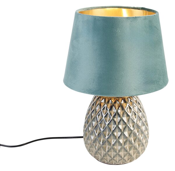 Klasična stolna lampa zelena 35 cm - Betty
