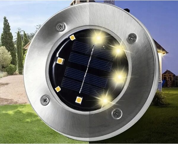 Set od 12 vanjskih solarnih podnih lampi od nehrđajućeg čelika 6000k
