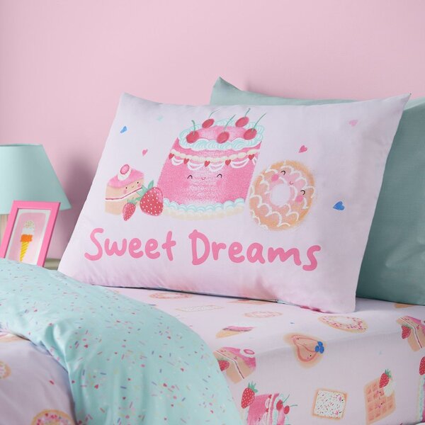 Ružičasta dječja plahta s gumom za krevet za jednu osobu 90x190 cm Sweet Treats – Catherine Lansfield
