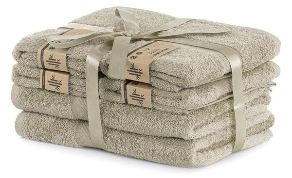 Set od 2 bež velika ručnika i 4 mala ručnika DecoKing Bamby Beige