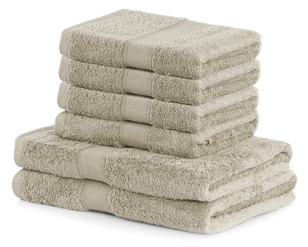 Set od 2 bež velika ručnika i 4 mala ručnika DecoKing Bamby Beige