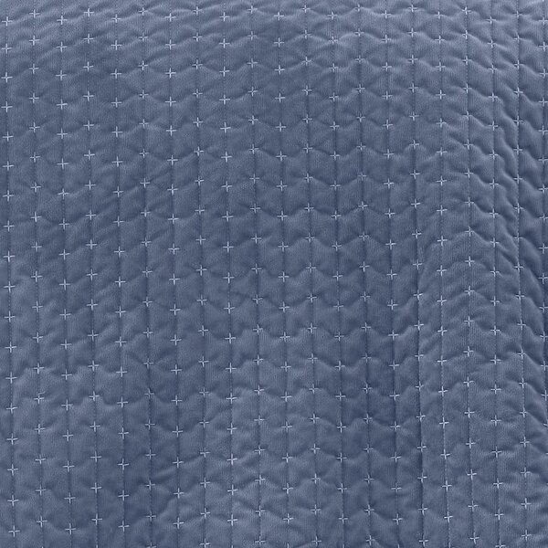 Plavi prošiven prekrivač od samta 240x260 cm Attica Velvet – Bianca