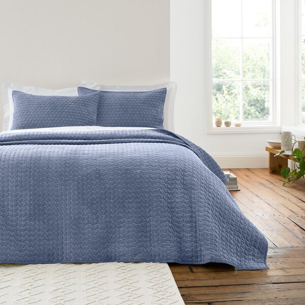 Plavi prošiven prekrivač od samta 240x260 cm Attica Velvet – Bianca