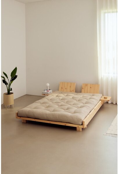 Smeđi bračni krevet od masivnog bora s podnicom 160x200 cm Social – Karup Design