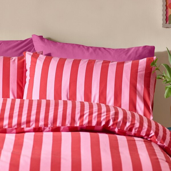 Crvena/ružičasta 3-dijelna posteljina za bračni krevet 200x200 cm Stripe Tease – Sassy B