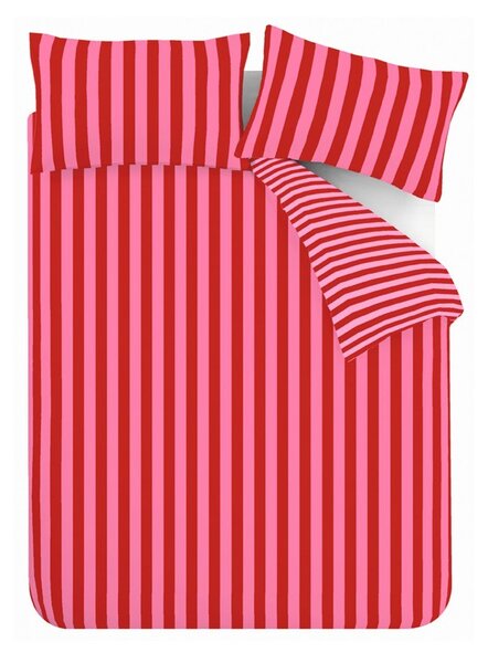 Crvena/ružičasta 3-dijelna posteljina za bračni krevet 200x200 cm Stripe Tease – Sassy B