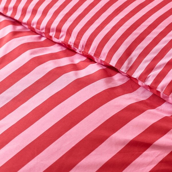 Crvena/ružičasta 3-dijelna posteljina za bračni krevet 200x200 cm Stripe Tease – Sassy B
