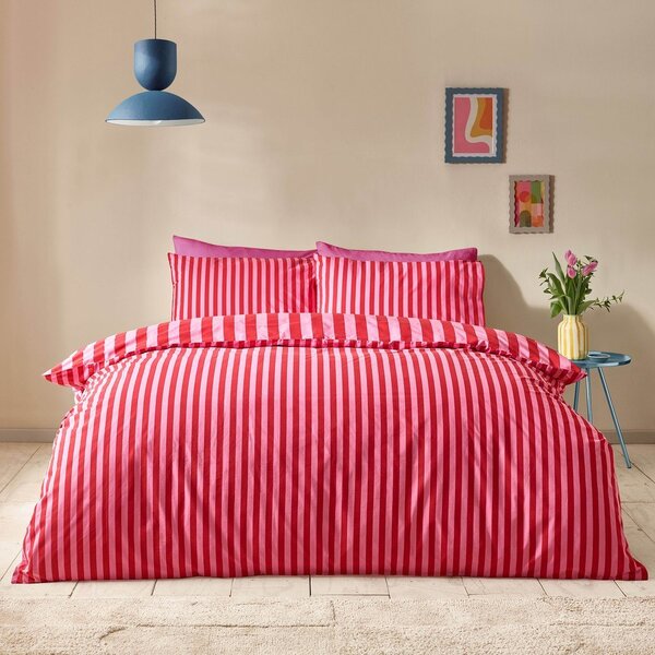 Crvena/ružičasta 3-dijelna posteljina za bračni krevet 200x200 cm Stripe Tease – Sassy B