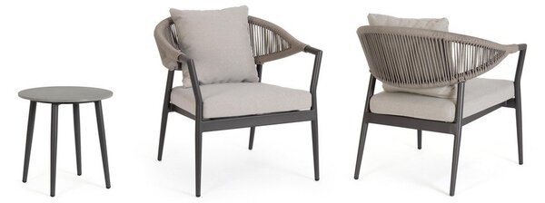 Kaki zelena/smeđe-siva vrtna garnitura aluminijska za 2 osobe Millor – Bizzotto