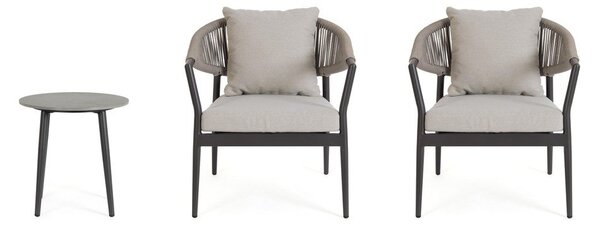Kaki zelena/smeđe-siva vrtna garnitura aluminijska za 2 osobe Millor – Bizzotto