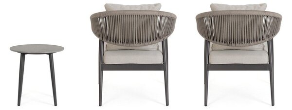 Kaki zelena/smeđe-siva vrtna garnitura aluminijska za 2 osobe Millor – Bizzotto