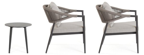 Kaki zelena/smeđe-siva vrtna garnitura aluminijska za 2 osobe Millor – Bizzotto