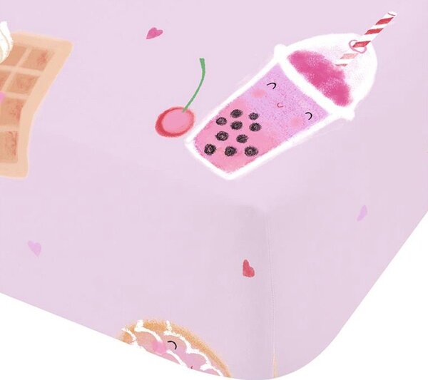 Ružičasta dječja plahta s gumom za krevet za jednu osobu 90x190 cm Sweet Treats – Catherine Lansfield