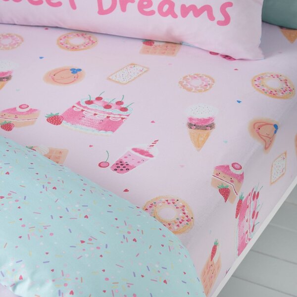 Ružičasta dječja plahta s gumom za krevet za jednu osobu 90x190 cm Sweet Treats – Catherine Lansfield
