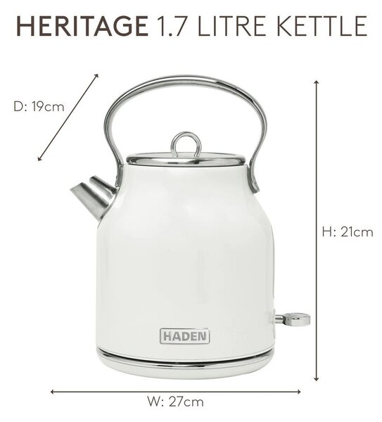 Bijelo kuhalo za vodu 1,7 l Heritage – Haden