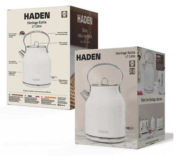 Bijelo kuhalo za vodu 1,7 l Heritage – Haden