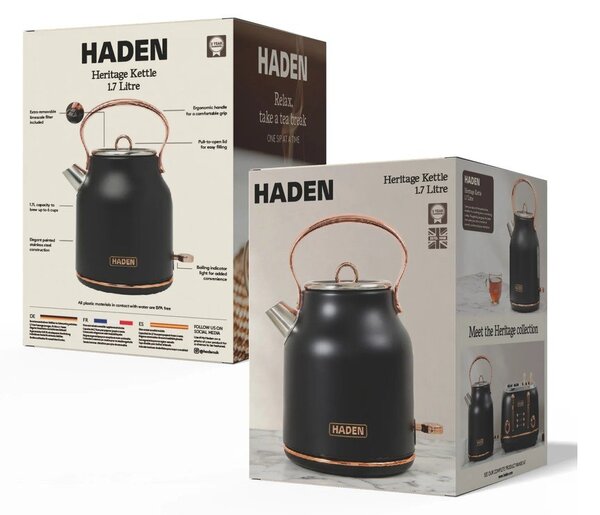Crno kuhalo za vodu 1,7 l Heritage – Haden