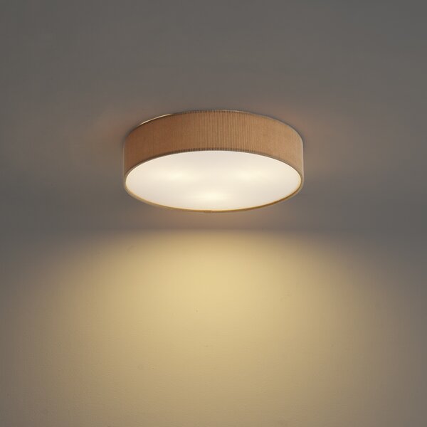 Moderna stropna svjetiljka taupe s baršunastim sjenilom 46 cm 3-svjetla - Luz