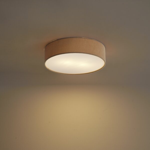 Moderna stropna svjetiljka taupe s baršunastim sjenilom 38 cm 2-svjetla - Luz