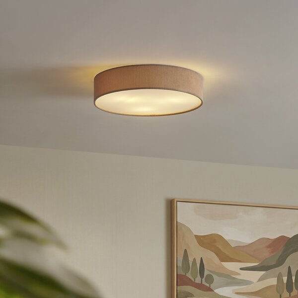 Moderna stropna svjetiljka taupe s baršunastim sjenilom 46 cm 3-svjetla - Luz