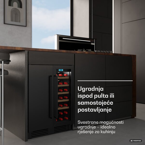 Klarstein Velaire dvozonski vinski hladnjak ugradnja ispod pulta | 126 L | 21 boce | UV zaštita | 60 cm