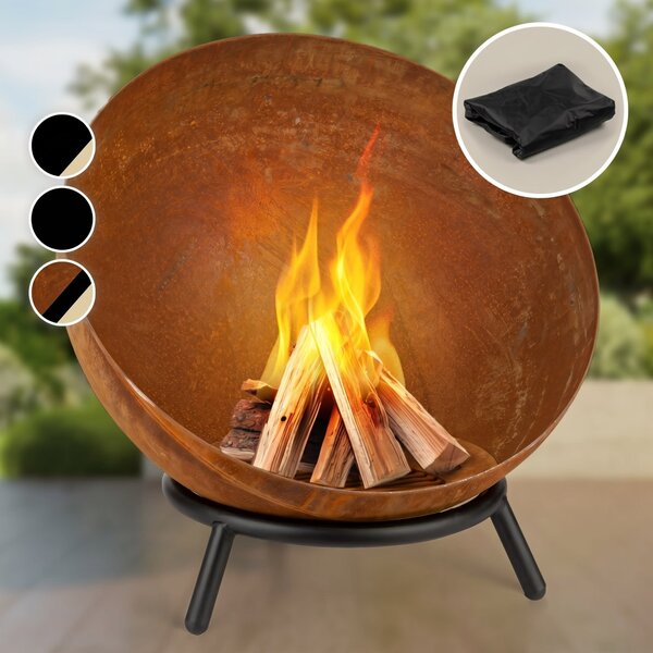 Blumfeldt Fireball Rust, kamin, Ø 60 cm, nagibna rešetka, zahrđali izgled