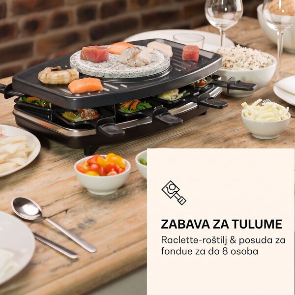 Klarstein Entrecote, raclette roštilj, fondue, 8 osoba, 1100 W