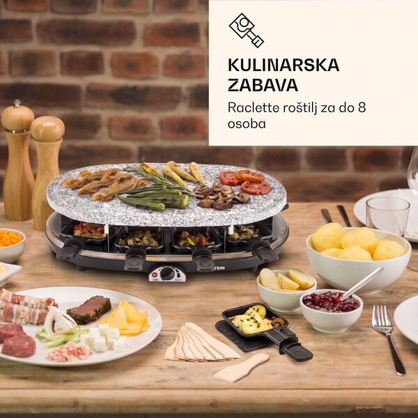 Klarstein All-U-Can Grill Raclette, Raclette roštilj s priborom 4 u 1 za 8 osoba