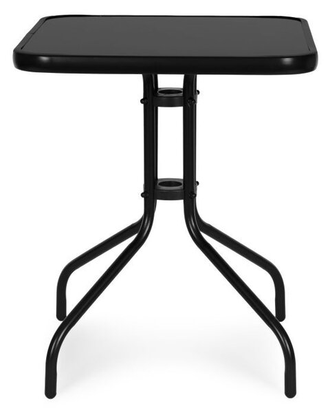 Kvadratni vrtni stol 60 x 60 cm s kaljenim staklom - crni