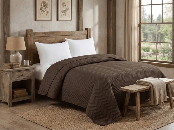 Baršunasti prekrivač za krevet ARROW VELVET, tamno smeđi Dimenzije: 170 x 210 cm